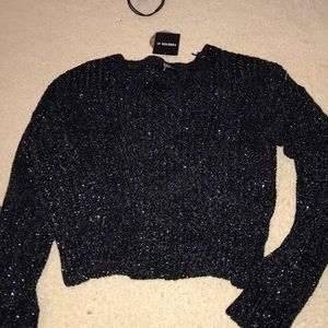 Cropped sparkly black sweater